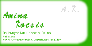amina kocsis business card